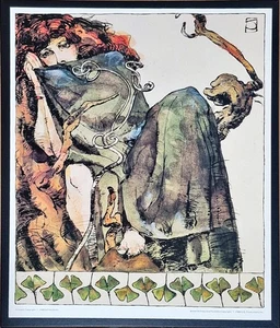 World Without End 1980 Framed Original Portfolio Print Jeffrey Jeff Jones Plate - Picture 1 of 1