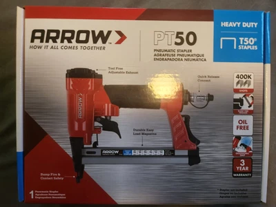 Arrow PT50 Cucitrice pneumatica resistente senza olio *NUOVA* - Immagine 1 di 2