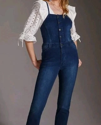 Джинсовый комбинезон Pilcro от Anthropologie на пуговицах 27P синий - Изображение 1 из 4