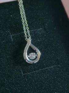 Dazzling Dancing Sapphire Necklace Sterling Silver 925 Pendant Moving Dance - Picture 1 of 10