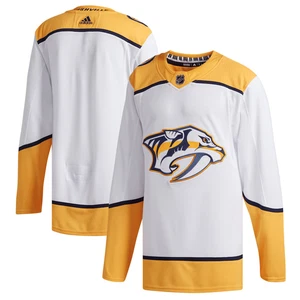 Adidas Nashville Predators NHL Away Authentic Jersey White Yellow Size 52 Mens - Picture 1 of 6