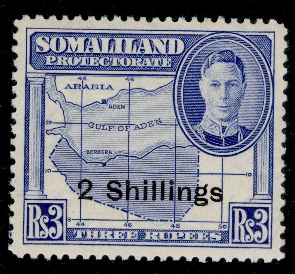 SOMALILAND PROTECTORATE GVI SG134, 2s on 3r bright blue, NH MINT. Cat £19. - Image 1 of 1