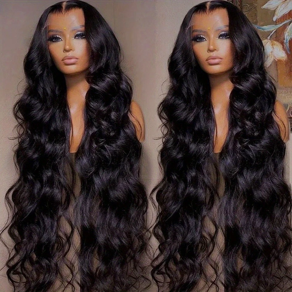 Curly Wave Lace Front Wigs 13x4 Free Part Pre Plucked Natural Hairline Black Wig - Image 1 of 4