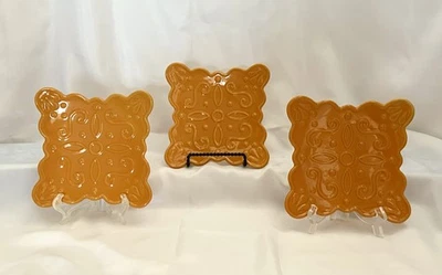 Set of 3 Home & Garden Party Berry Square Snack Plates ~ Gold - Image 1 of 3