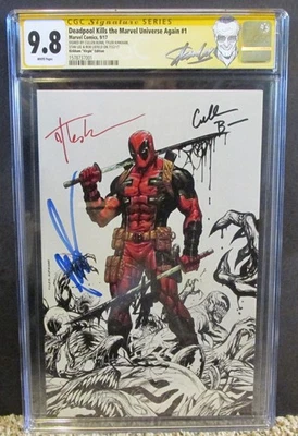 DEADPOOL KILLS MARVEL UNIVERSE AGAIN #1 CGC 9.8 SIGNED 4X STAN LEE, ROB LIEFELD, - Image 1 of 4