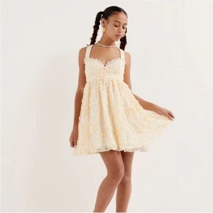 NWT FOR LOVE & LEMONS Ysabelle Mini Dress Ivory Lace Underwire Size L - Picture 1 of 16