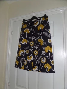 BNWoT BODEN Size 12 R Superb Blue/Mustard Floral Lined A-Line Skirt NEW - Picture 1 of 3