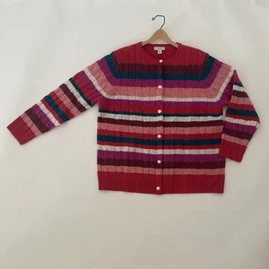 Appleseed's 2X 100% Wool Sweater Multicolor Striped Cardigan Cable Knit NEW NWT - Picture 1 of 14