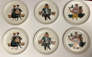 Lot 6 Vintage Landert Schweiz Alpentracht Deko Salatteller 8 cm - Bild 1 von 11