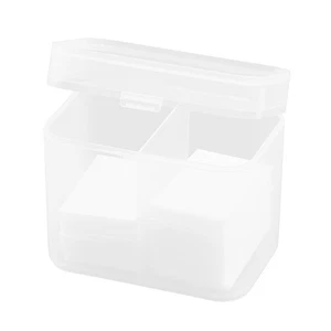 Cosmetic Wash Towel Storage Box 2 Grid Plastic with Lid Cotton Unloading.yp - Picture 1 of 10
