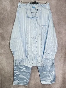 Sonoma Light Blue Satin Pajamas Womens Large Pajama Set 2 Pc Top Pants Floral - Picture 1 of 12