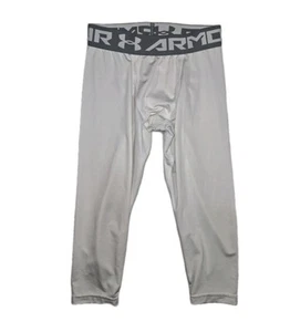 Under Armour Heatgear Leggings Pants White Boys Fitted Small - Picture 1 of 6
