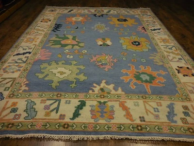 Alfombra turca Oushak, alfombra moderna multicolor, alfombra bohemia hecha a mano 8x10 pies Foto 1 de 4