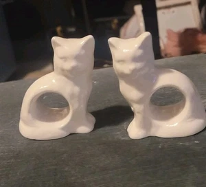 Ceramic Cat Napkin Holders Set of 2 Vintage Cats Ceramic Cats Kiity Cat Decor - Picture 1 of 9