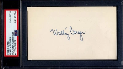 Cartão de índice Wally Berger certificado PSA/DNA grau automático quase perfeito MT 8 Braves, Giants - Imagem 1 de 2