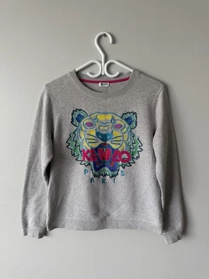 Sudaderas Kenzo Paris Mujer Gris Tigre Bordado Logo Cuello Redondo Talla S Foto 1 de 4