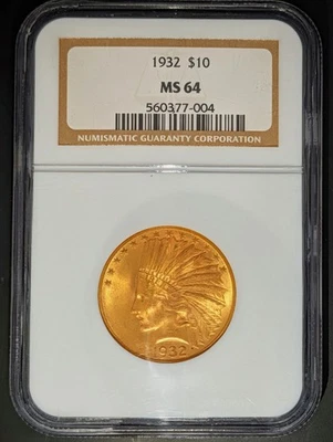 NGC MS64 1932 Indian $10 Gold Eagle 0.4838 Oz Gold US Coin 560377-004 - Image 1 of 4