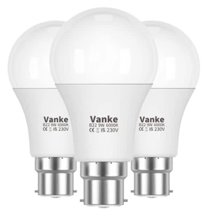Bombilla de bayoneta Vanke 60w, bombillas LED B22 blanco frío 6000K, ahorro de energía 9w - Imagen 1 de 4
