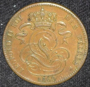 BELGIUM 1869 1 CENTIME KM33.1 CHOICE EXTREMELY FINE ~FCS-768 - Picture 1 of 2