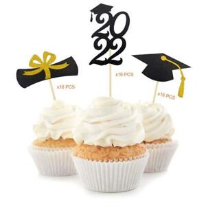 48Pcs 2022 Graduation Cupcake Toppers Glitter Appetizer Picks Food Picks for