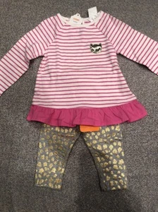 NWT Gymboree Girl 2-piece SET pink gold kitty cat leopard FALL WINTER 6 9 12 - Picture 1 of 6
