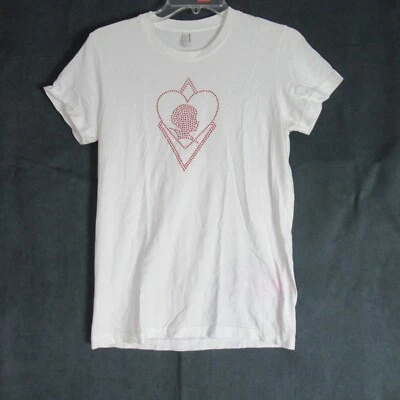 Camiseta American Apparel para mujer talla L blanca estrás tachonada manga corta Foto 1 de 4