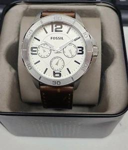 Fossil Men's Murray Silver Dial Brown Leather Band Watch BQ2205 - Picture 1 of 1