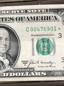 Vintage Great Condition Circulated 1969 A $100 Dollar Star Note - Picture 1 of 9