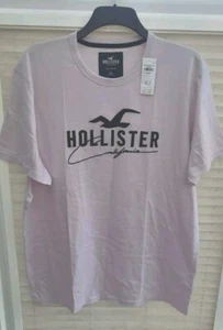 Mens Womens XXL / 2XL Pale Pink Hollister T Shirt. Black Logo. New With Tags. - Picture 1 of 3