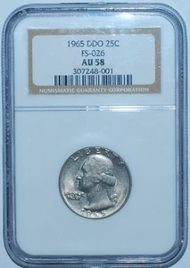 1965 NGC AU58 DDO FS-101 Doubled Die Obverse Washington Quarter - Picture 1 of 7