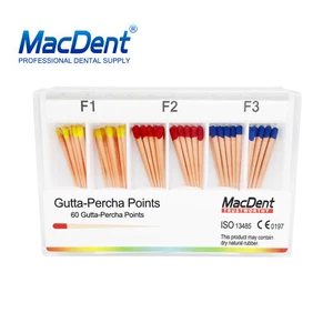 60 piezas MacDent Dental Gutta Percha Puntos Endodoncia Canal Raíz F1-F3 Obturación - Imagen 1 de 3