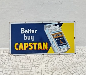 Tablero Esmaltado De Colección 1930 Capstán Azul Marino Corte Tabaco Publicidad Coleccionable EB698 - Imagen 1 de 5