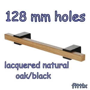 1 x Maniglia Legno Rovere, Anta Cucina, Cassetto Nero, Fori 128 mm 192 Lunghezza Totale - Foto 1 di 1