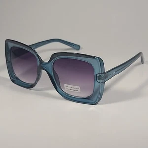 Tommy Hilfiger WP OL597 Oversized Square Sunglasses Blue Crystal Smoke Gradient - Picture 1 of 9