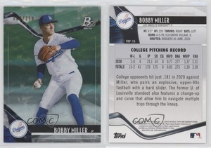 2021 Bowman Platinum Top Prospects Aqua Ice Foilboard /250 Bobby Miller #TOP-15