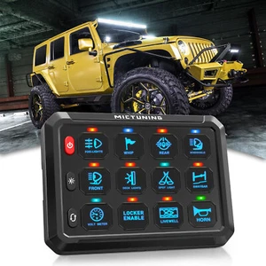 MICTUNING P1B Blue 12 Gang Switch Panel, Color-Coded LED Indicator w/Off Backlig - Picture 1 of 24