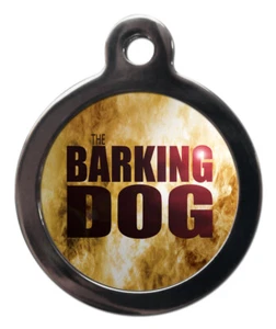 Pet ID tag BARKING DOG Personalised tag or Keyring 2 sizes - Picture 1 of 3