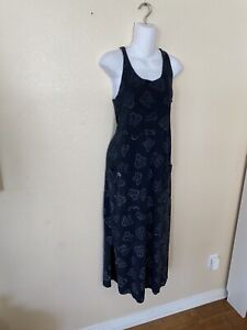 Vintage Fresh Produce Hippie Black butterfly Maxi Dress Sz S Womens Vtg