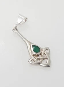 Gorgeous Real Chrysoprase Agate Celtic Knot Design Pendant 925 Silver #22568 - Picture 1 of 24