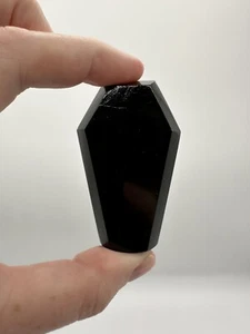 Obsidian Coffin, 2.25" Obsidian Coffin Carving from Mexico - Picture 1 of 4