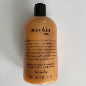 Neu, versiegelt Philosophy Pumpkin Icing Shampoo, Duschgel und Schaumbad 16 Oz. - Bild 1 von 5