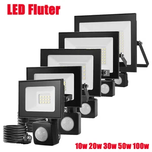 LED Fluter Strahler Mit Stecker Bewegungsmelder 10W 20W 30W 50W 100W Außenlampe - Bild 1 von 62