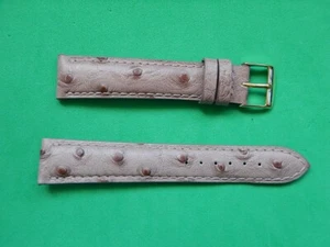 20 mm BRACELET VEAU VERITABLE FACON AUTRUCHE FAIT MAIN GRIS TAUPE COUSU TON/TON - Imagen 1 de 11