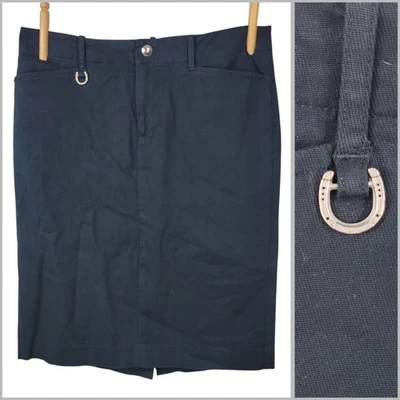 Falda Ecuestre Ralph Lauren Talla 6 Herradura Dije Preppy Negra Hasta la Rodilla  Foto 1 de 4