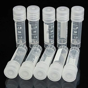 200 pièces 2 ml plastique transparent tube à essai flacon joints échantillon stockage récipient bouchon à vis - Photo 1/7