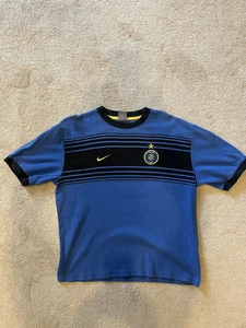 Rare Vintage Inter Milan Nike 100 % Cotton Jersey Men's Large Beautiful NMINT - Picture 1 of 4