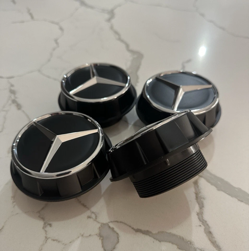 4pcs Mercedes Benz C63s E63s CLS63s AMG 60mm Black Chrome Center Caps Screw On - Image 1 of 4
