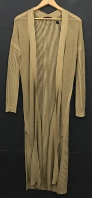 Cárdigan ALLSAINTS Misha Largo Frente Abierto Dorado Metálico Tejido Talla M Foto 1 de 4