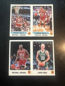LOT OF 2: 1990-91 Panini Sticker #K Michael Jordan / #L Larry Bird & MJ Pippen - Picture 1 of 2