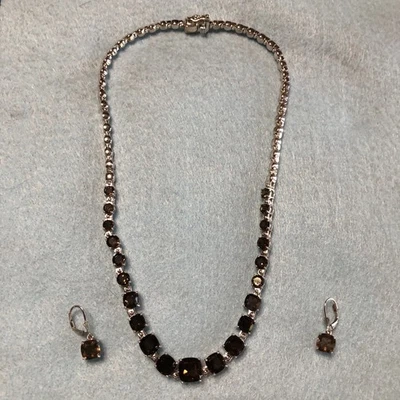 "Collar con aretes de piedras preciosas graduadas de ámbar y ley de 18"""  Foto 1 de 4